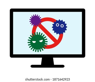 Ban Marks Computer Viruses Cartoon Character Stock Vector (Royalty Free ...