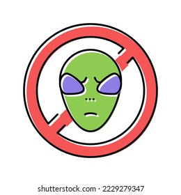ban on aliens color icon vector. ban on aliens sign. isolated symbol illustration