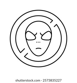 ban on aliens line icon vector. ban on aliens sign. isolated contour symbol black illustration