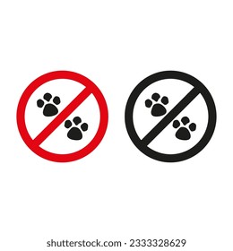 Prohibición a los animales. No use mascotas. No caminar perros. No al perro. Ilustración vectorial. EPS 10.