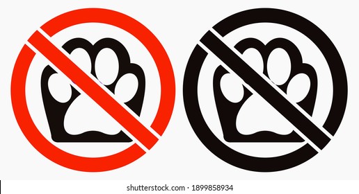 Ban on animals. No to the dog. Do not walk dogs. Do not use pets. Vector icon.