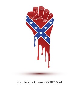 Ban On The Confederate Flag Inside Stop Sign. Vector Illustration.