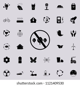 ban on cutting down trees icon. Detailed set of Ecology icons. Premium quality graphic design sign. One of the collection icons for websites, web design, mobile app on colored background