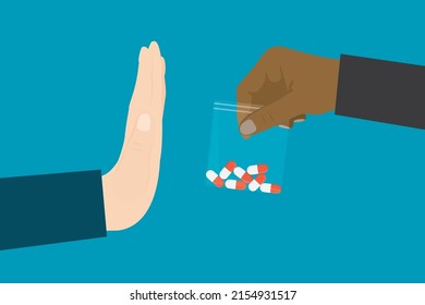 Ban On Distribution Of Illegal Synthetic Drugs. Stop Criminal Activities. Illegal Sale Of Illicit Drugs. Narcotic Pills In Packaging. Healthy Lifestyle. Flat Vector Illustration