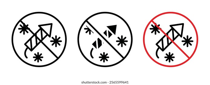 Ban on fireworks sign vector in black and yellow colors