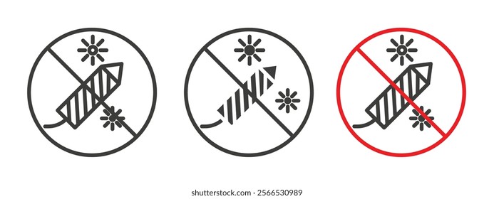 Ban on fireworks signs collection for website design, app, UI design.