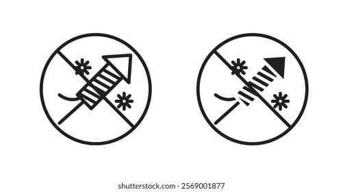 Ban on fireworks signs set vector graphics designs