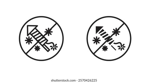 Ban on fireworks vectors web signs set
