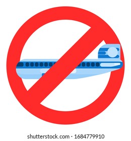 ban on flying in the sky aircraft. flat style poster color
