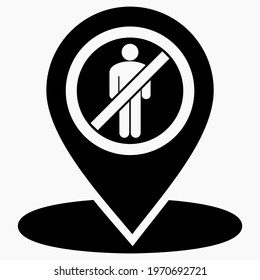 Ban on gathering people. Ban collecting location of people. Banning visits. Vector icon.