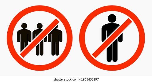 Ban on gathering people. Do not gather in groups. STOP rallies and meetings. Passage of people is prohibited. Vector icon.