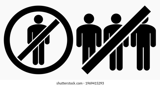 Ban on gathering people. Do not gather in groups. STOP rallies and meetings. Passage of people is prohibited. Vector icon.