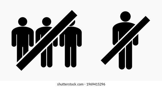 Ban on gathering people. Do not gather in groups. STOP rallies and meetings. Passage of people is prohibited. Vector icon.