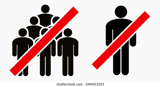 Ban on gathering people. Do not gather in groups. STOP rallies and meetings. Passage of people is prohibited. Vector icon.