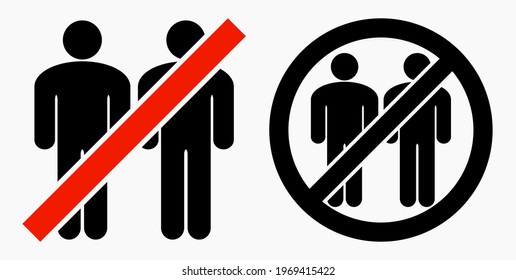 Ban on gathering people. Do not gather in groups. STOP rallies and meetings. Passage of people is prohibited. Vector icon.