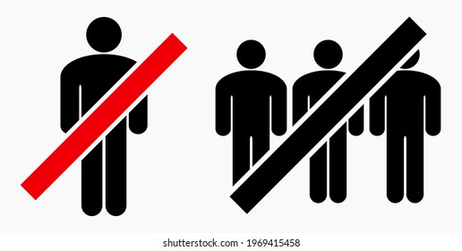 Ban on gathering people. Do not gather in groups. STOP rallies and meetings. Passage of people is prohibited. Vector icon.