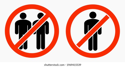 Ban on gathering people. Do not gather in groups. STOP rallies and meetings. Passage of people is prohibited. Vector icon.