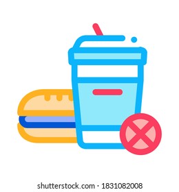 ban on junk food icon vector. ban on junk food sign. color symbol illustration