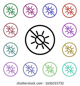 Ban on light multi color style icon. Simple thin line, outline vector of ban icons for ui and ux, website or mobile application