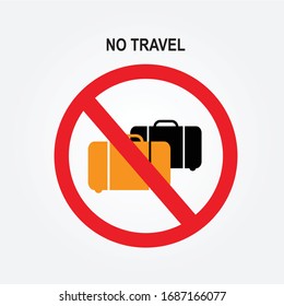 Ban on luggage. Flat illustration of suitcases in the prohibition sign. Stop cargo.No Travel sign on white background.Vector illustration.eps10.