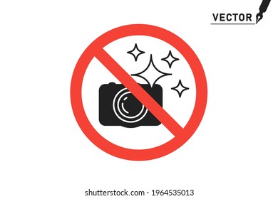 The ban on photo-fixing, video shooting is prohibited. Stop photos and videos, paparazzi. Vector red forbidding sign. Icon. Template.