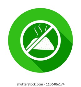 ban on rubbish green icon in Badge style with shadow  on white background