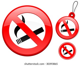 Ban on smoking sign collection - vector