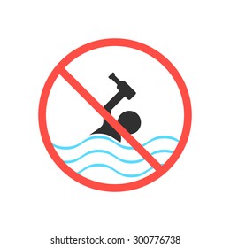 ban on swimming in a drunken state. concept of rescuer help, alcoholic, prohibition, addiction, restrict accident. isolated on white background. flat style trend modern logo design vector illustration