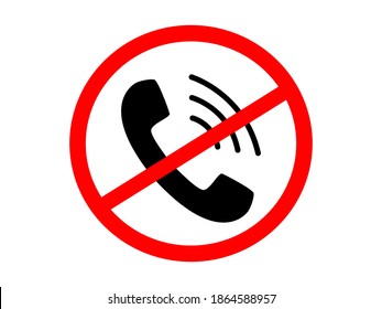 Ban on telephone conversations. Black tube with sound waves in red circle with crossed line it forbidden to enter by phone observe silence in room with request turn off mobile vector devices.