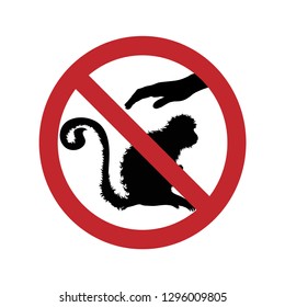 Ban on touching monkey on white background.