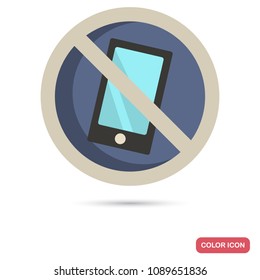 Ban on the use of mobile during flight color flat icon
