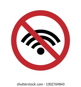 A ban on using the wifi on a white background. Vector silhouette on white background. Prohibition use internet connection.