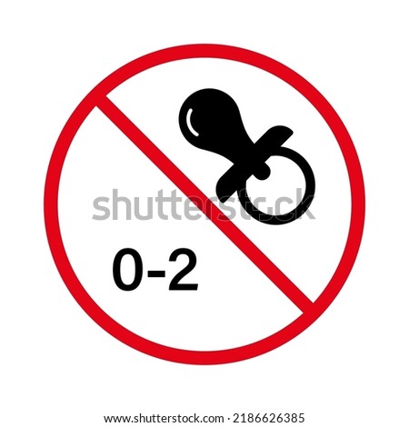 Ban Pacifier Child Under Age 2 Black Silhouette Icon. Danger Toy Sucker Stop Symbol. No Allow Nipple Sign. Prohibit Not Kid Suitable. Forbid Baby Two Years Pictogram. Isolated Vector Illustration.