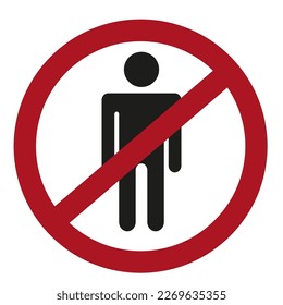 Ban person. Character red ban person. Vector illustration.