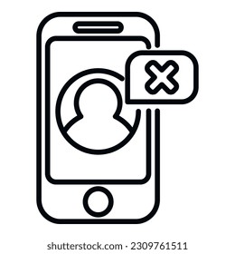 Ban phone account icon outline vector. Delete service. People user