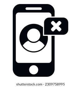 Ban phone account icon simple vector. Delete service. People user