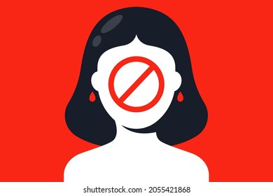 prohibir imágenes para las mujeres. discriminación de género. ilustración vectorial plana