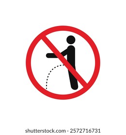 Ban piss sign flat line symbol set.