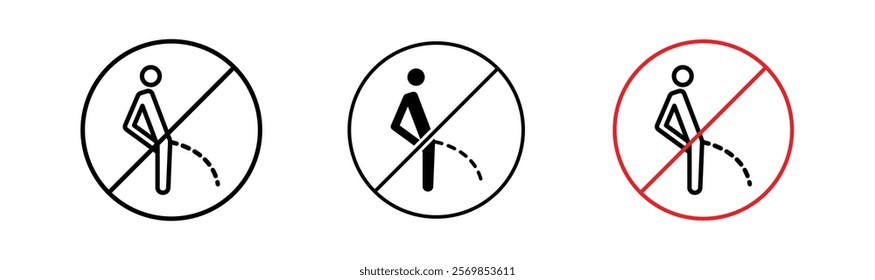 Ban piss signs flat and linear vector illustration on white background.