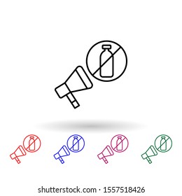 Ban plastic campaign, microphone multi color icon. Simple thin line, outline vector of no plastic icons for ui and ux, website or mobile application