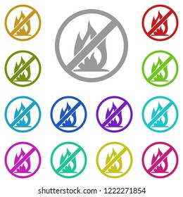 ban, prohibition, embargo, forbiddance bonfire, balefire, smudge, fire icon in multi color. Simple glyph vector for UI and UX, website or mobile application