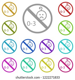 ban, prohibition, forbiddance Not suitable for children under 3 years icon in multi color. Simple glyph vector for UI and UX, website or mobile application