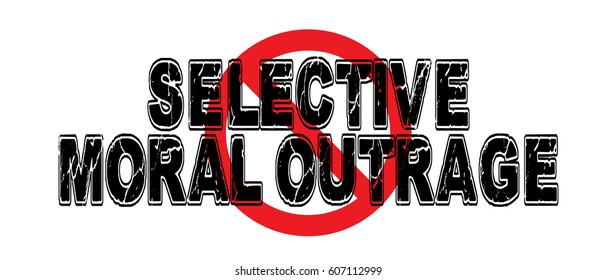 Ban Selective Moral Outrage, wherein one has a furious reaction to others' behavior, never their own. Vector EPS-10 file, transparency used.  svg