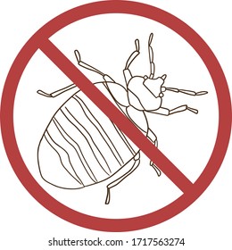 ban sign in a a circle no bed bug vector illustration for insecticides
