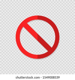 ban sign on transparent background with shadow, flat