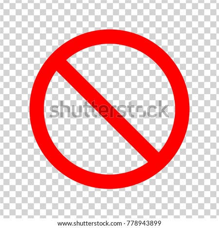 Ban Sign.  Red icon on transparent background. Vector.