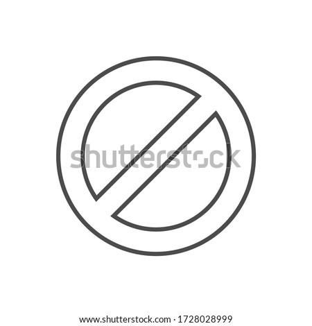 Ban sign related vector thin line icon. Isolated on white background. Editable stroke. Vector illustration.
