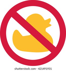 Ban sign with rubber duck