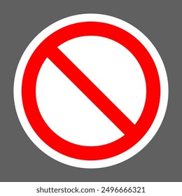 Ban Sign vector illustration, Prohibited circle sign, Ban icon isolated, Prohibition red icon, Red circle with cross line symbol. Caution frame symbol. Forbidden stop sign, Red cross symbol isolated.