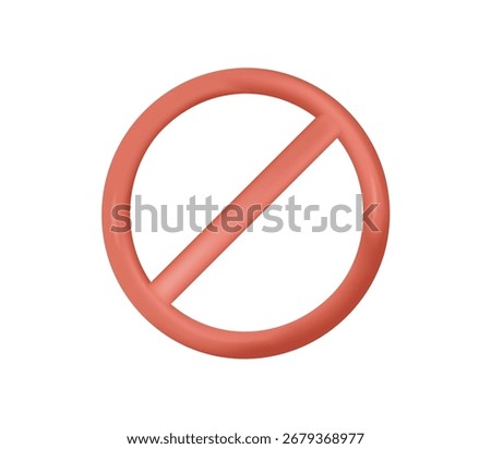 Ban Sign vector illustration, Prohibited circle sign, Ban icon isolated, Prohibition red icon, Red circle with cross line symbol. Caution frame symbol. Forbidden stop sign, 3D render red cross